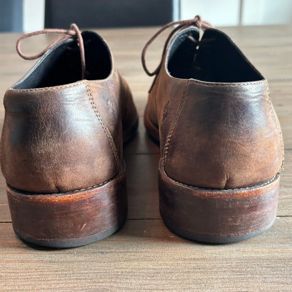 Nisolo Oxford Mens 9.5‎ Minimalist Leather Classic Brown Oiled Nubuck